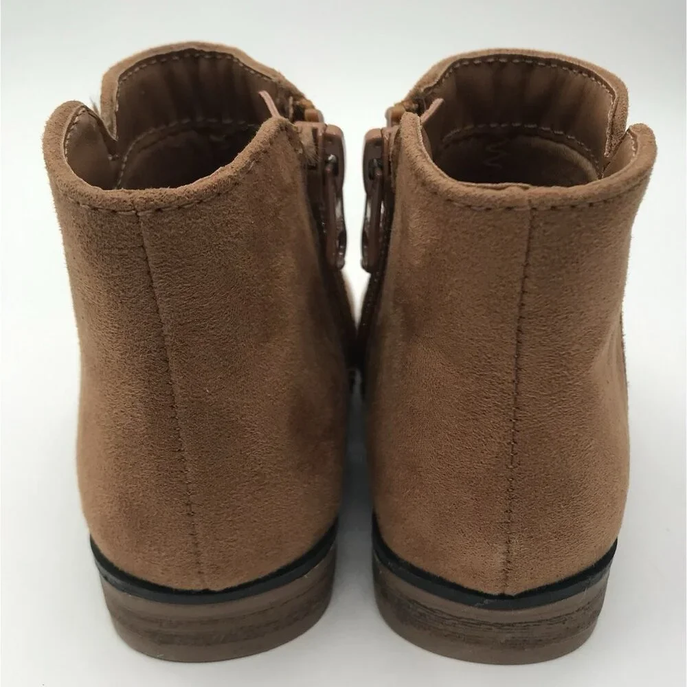 Cat & Jack Boots Girls Toddler Size 7 Penelope Zipper Cognac Tan‎ Faux Suede